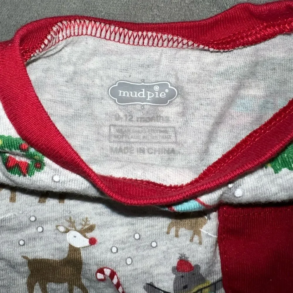 mudpie 9-12M Unisex Christmas Holiday Pajamas